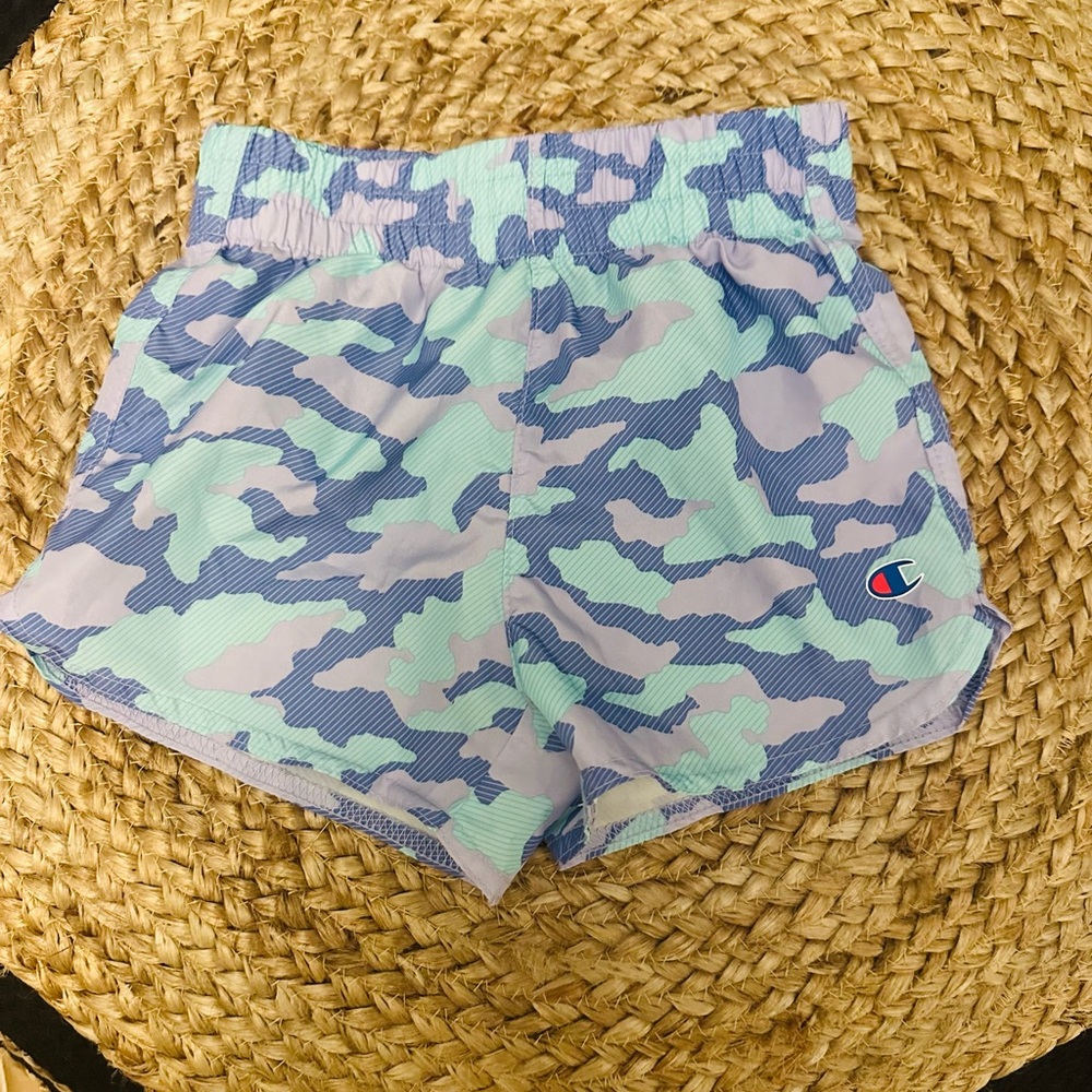 Champion girls blue and purple camo athletic shorts